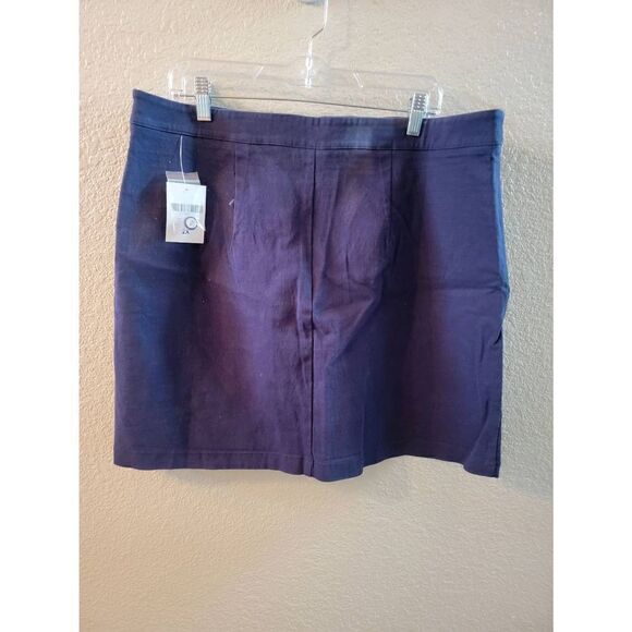 Forever 21 Women's Mini Skirt Button Up Pencil Elastic Waist Navy Blue 2X NWT - Picture 2 of 4